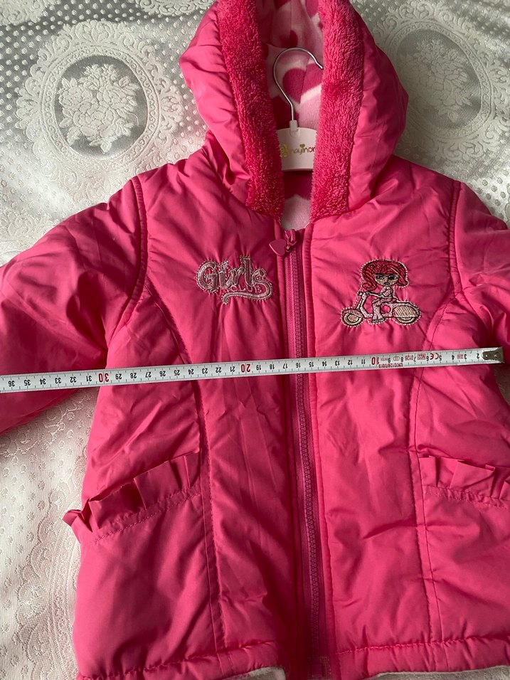 Kız Çocuk Pembe Kapüşonlu Mont - Görsel 4