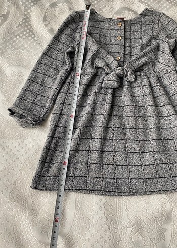 Düğmeli Gri Kareli Kız çocuk Elbisesi - Görsel 2