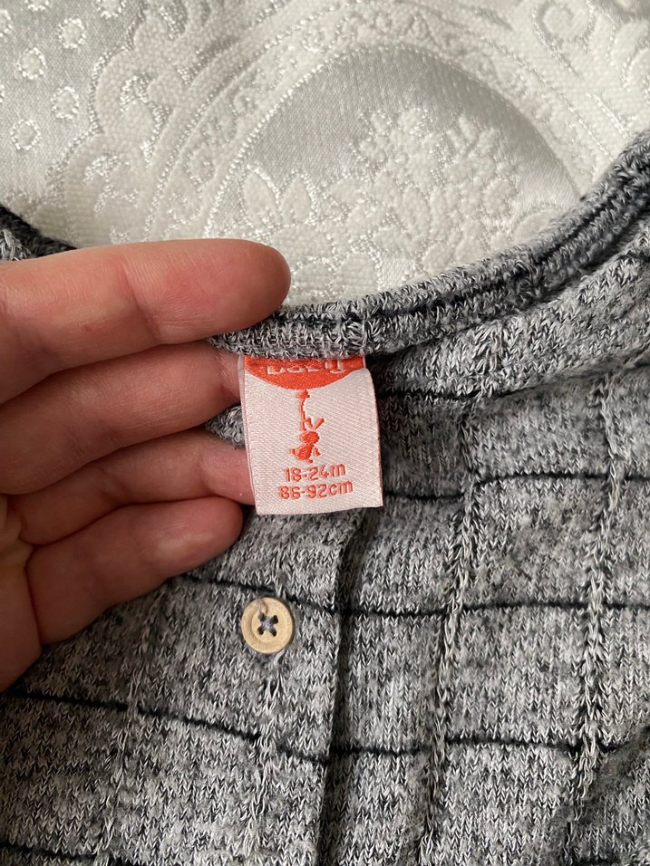 Düğmeli Gri Kareli Kız çocuk Elbisesi - Görsel 4