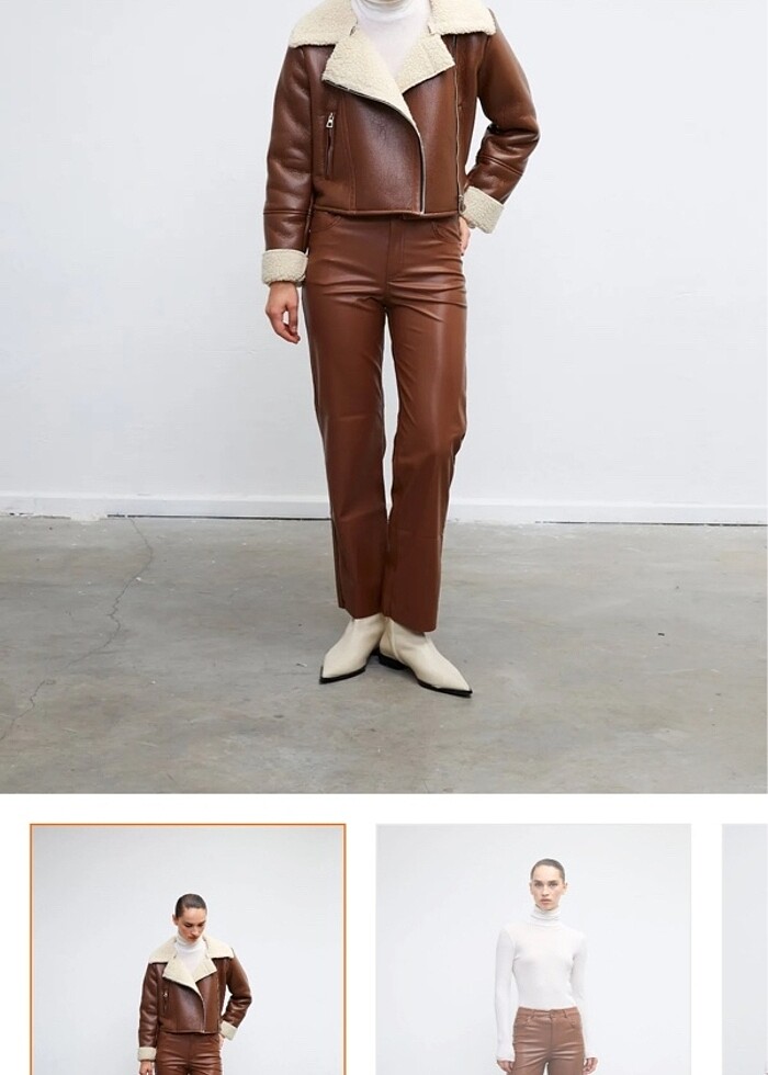 Vatkalı deri pantolon - Görsel 3