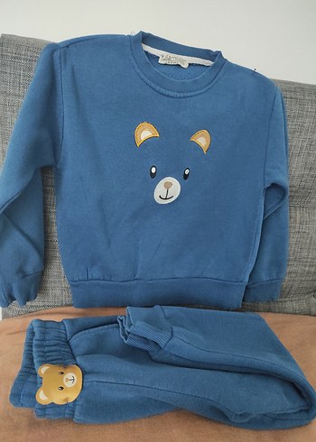 Mavi Erkek Bebek Sweatshirt ve Pantolon Takımı - Görsel 2