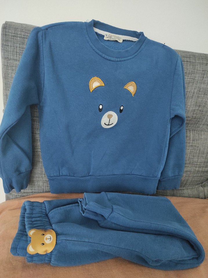 Mavi Erkek Bebek Sweatshirt ve Pantolon Takımı - Görsel 2