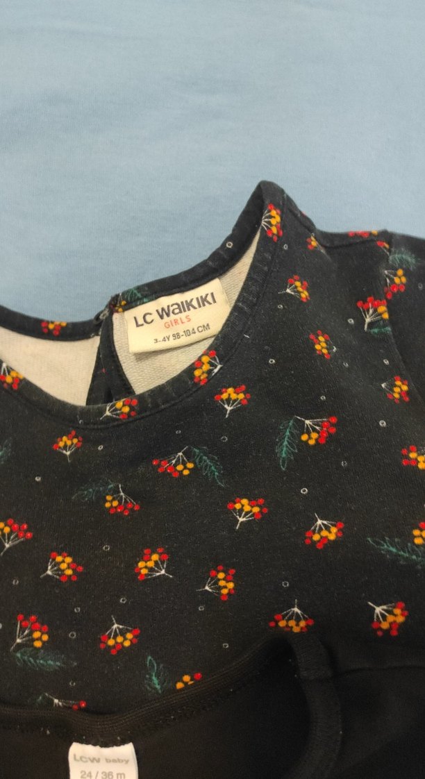 Kız Çocuk Siyah Uzun Kollu Baskılı Tişört - Görsel 4