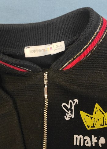 Nakışlı Siyah Fermuarlı Erkek Çocuk Ceket - Görsel 3