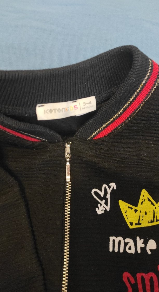 Nakışlı Siyah Fermuarlı Erkek Çocuk Ceket - Görsel 3