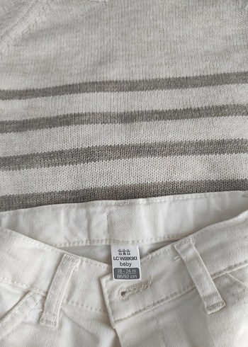 Bej Gri Çizgili Triko Hamile Kazak - Görsel 2