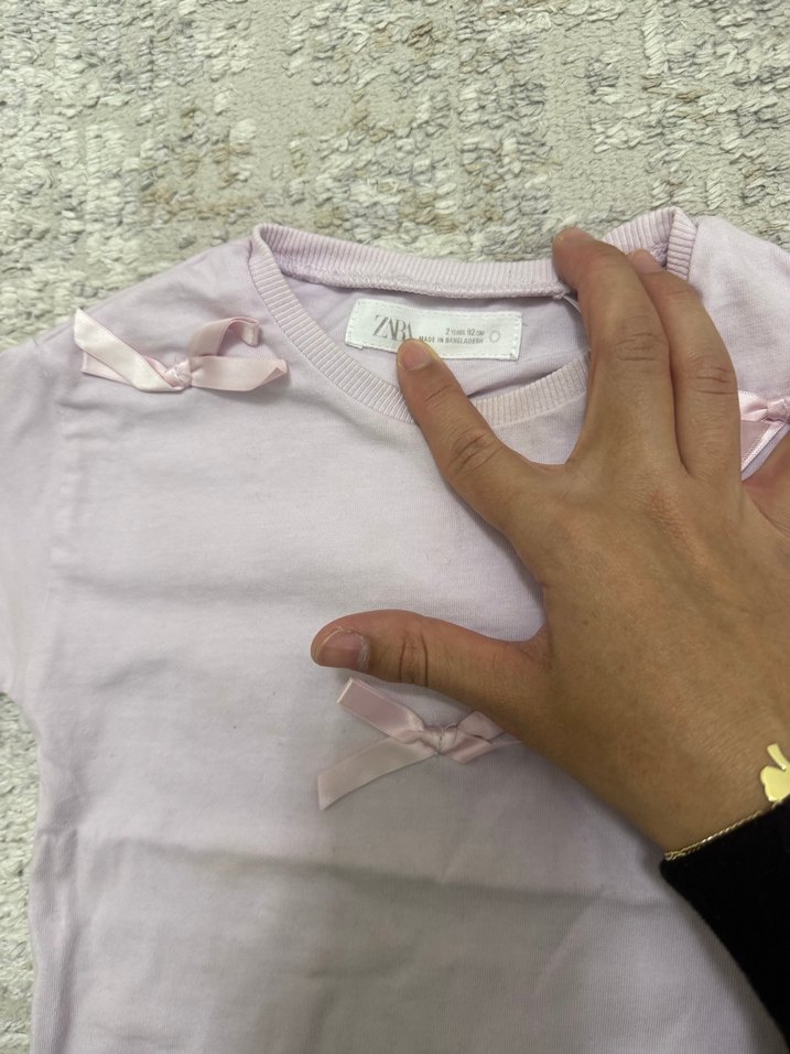 Kız Çocuk Gri Kısa Kollu Tişört - Görsel 2