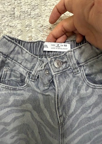 Gri Zebra Desenli Kiz Çocuk Kot Pantolon - Görsel 2