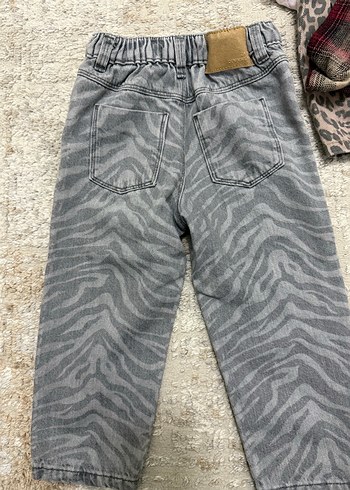 Gri Zebra Desenli Kiz Çocuk Kot Pantolon - Görsel 3