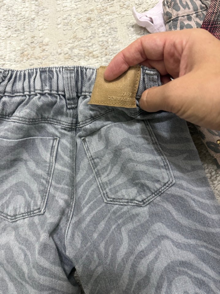 Gri Zebra Desenli Kiz Çocuk Kot Pantolon - Görsel 4