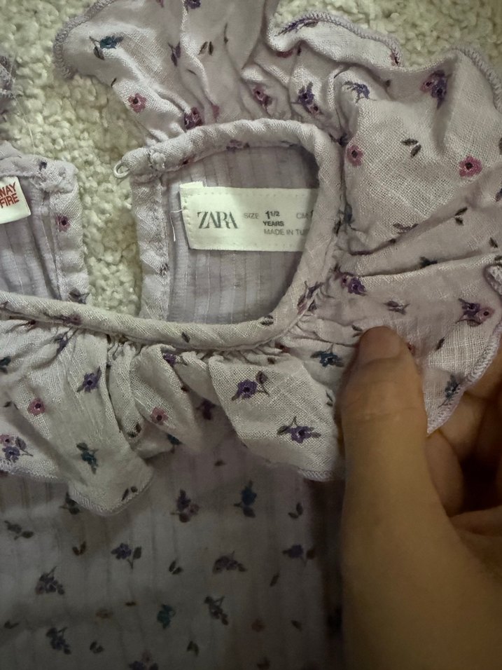 Kız Çocuk Mor Fırfırlı Kısa Kollu Gömlek - Görsel 2