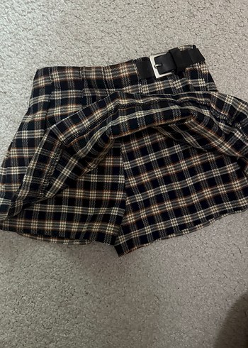 Kemerli Kahverengi Ekose Mini Etek Kiz çocuk - Görsel 3