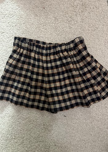 Kemerli Kahverengi Ekose Mini Etek Kiz çocuk - Görsel 2