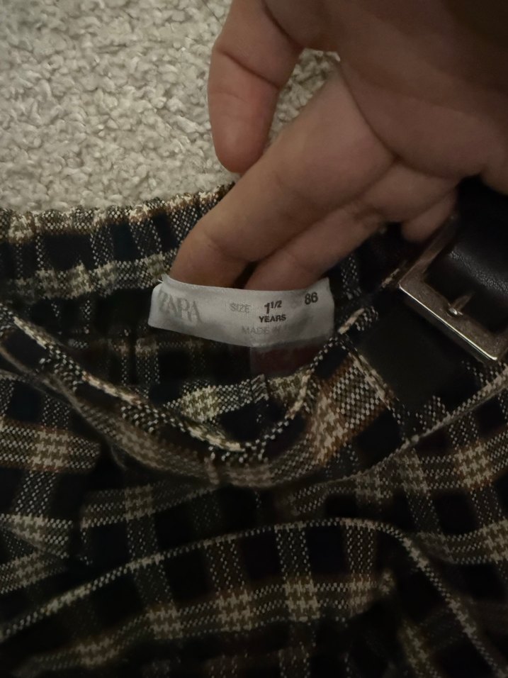 Kemerli Kahverengi Ekose Mini Etek Kiz çocuk - Görsel 5