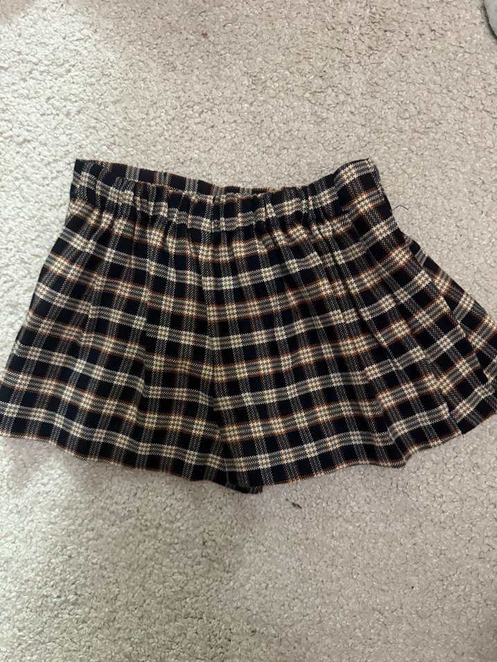 Kemerli Kahverengi Ekose Mini Etek Kiz çocuk - Görsel 2