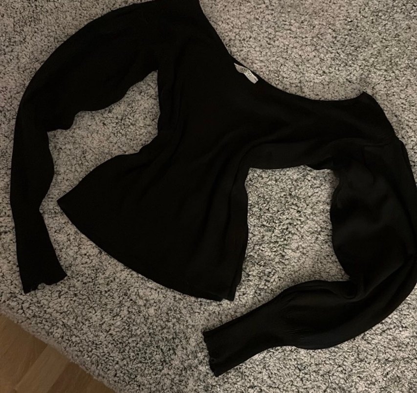 Siyah, Uzun Kollu, V Yakalı Kadın Bluz - Görsel 2