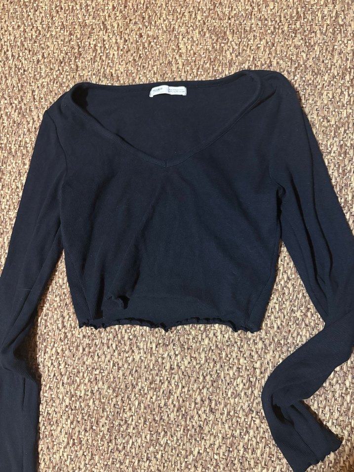PULL&BEAR Siyah defosuz crop - Görsel 2