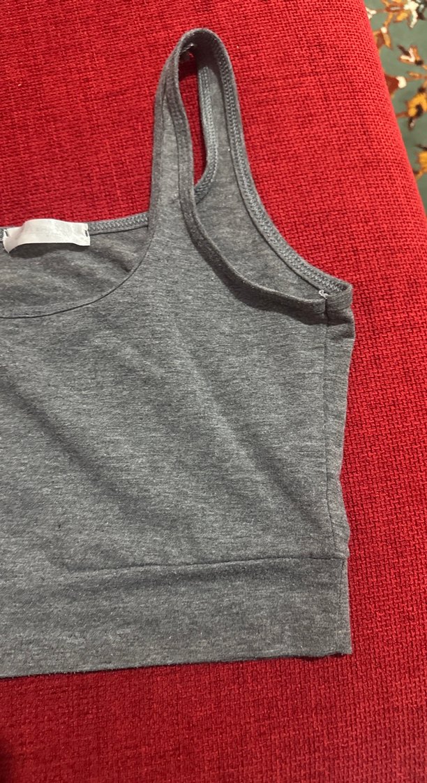 Gri Kadın Atlet Crop Top - Görsel 2