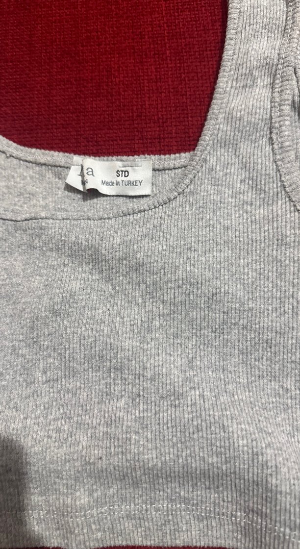 Kadın Gri Kolsuz Crop Top - Görsel 2