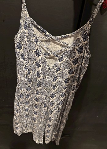 Kadın Beyaz Desenli İnce Askılı Tulum - Görsel 2