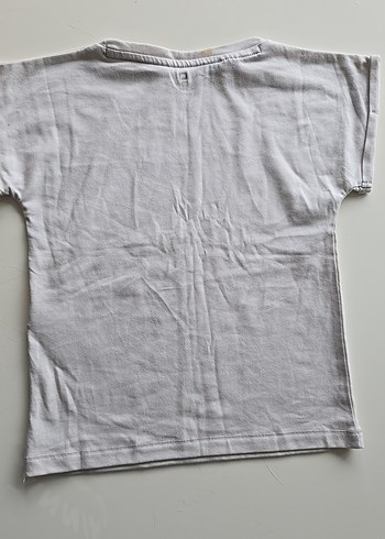 Kız Çocuk Gri Baskılı Kısa Kollu Tişört - Görsel 5