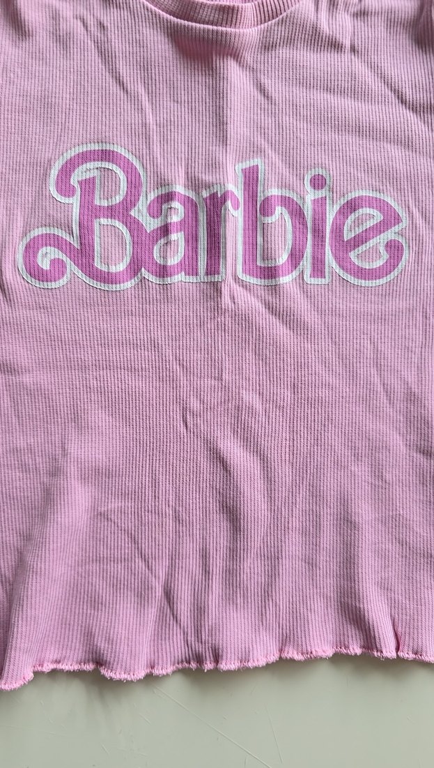 Pembe Barbie Baskılı Kız Tişörtü - Görsel 2