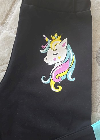 Kız Çocuk Unicorn Baskılı Renkli Tayt - Görsel 2