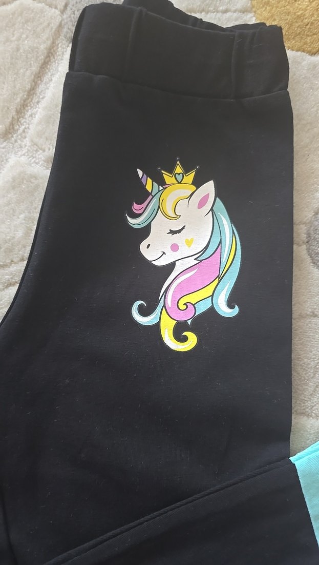 Kız Çocuk Unicorn Baskılı Renkli Tayt - Görsel 2