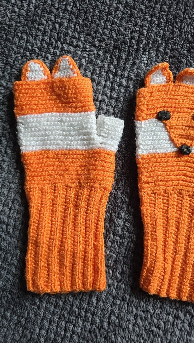 Bohem Turuncu Tilki Desenli Örgü Eldiven - Görsel 3