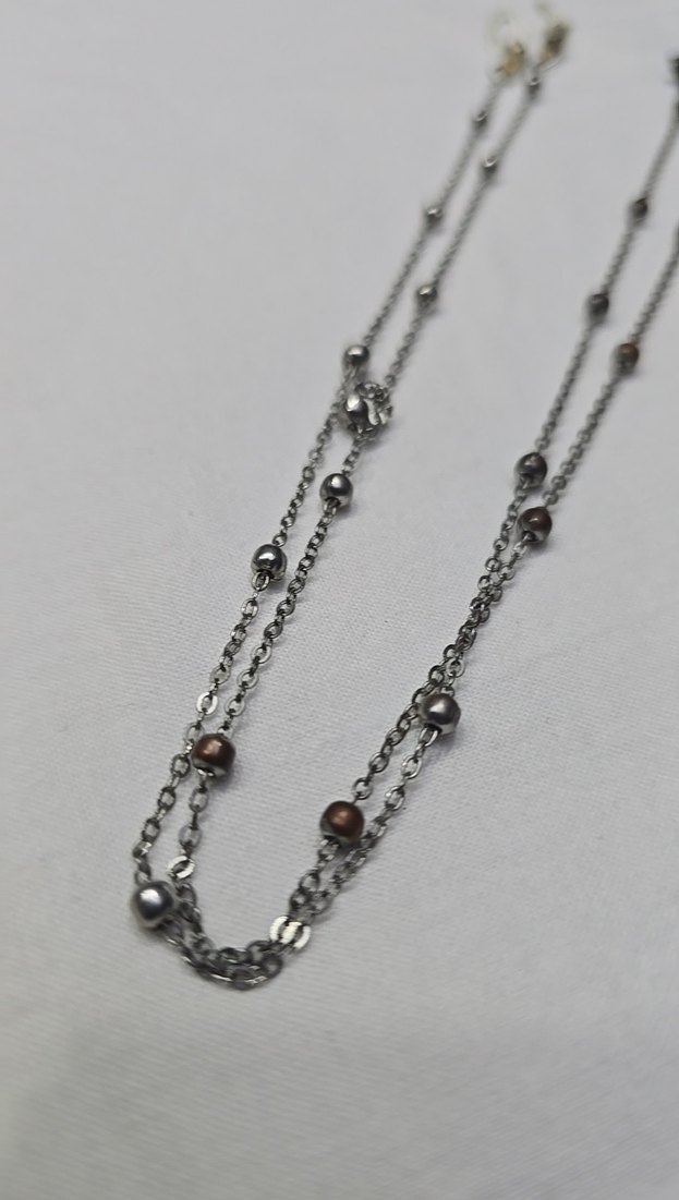 Gri Zincir Detaylı Kadın gözlük ipi - Görsel 2