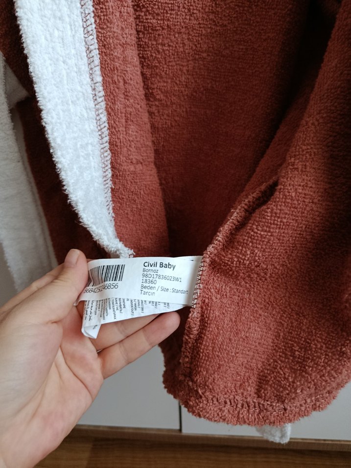 Çocuk Kahverengi Kapüşonlu Bornoz - Görsel 3