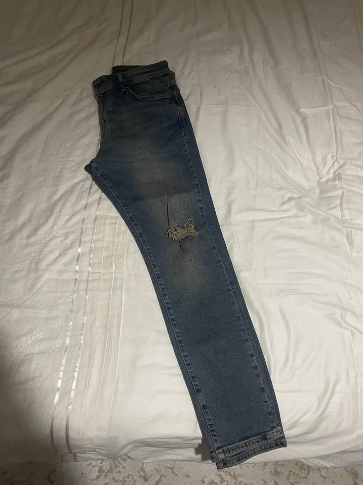 Gri Yırtık Detaylı erkek pantolon hic giyilmedi - Görsel 3