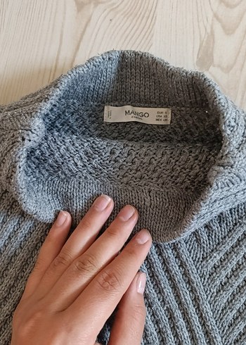 Gri Örgü Boğazlı Kadın Kazak - Görsel 2