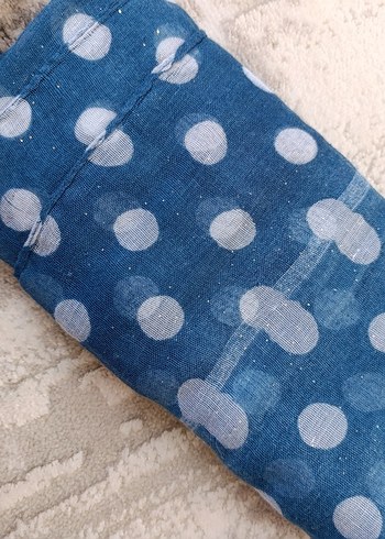 Düğmeli Mavi Kadın Denim Fular şal