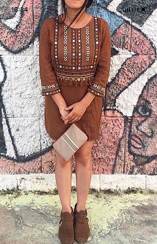Mango etnik mini elbise
