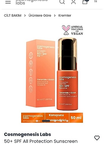 Cosmogenesis labs 50+ spf güneş kremi