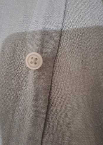 Gri Keten Kısa Kollu Erkek Gömlek - Görsel 9