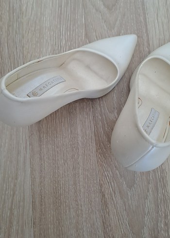 Marcatelli beyaz,krem Stiletto Topuklu Kadın Ayakkabı - Görsel 6