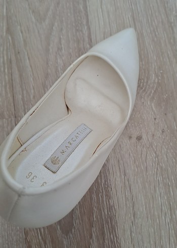 Marcatelli beyaz,krem Stiletto Topuklu Kadın Ayakkabı - Görsel 5