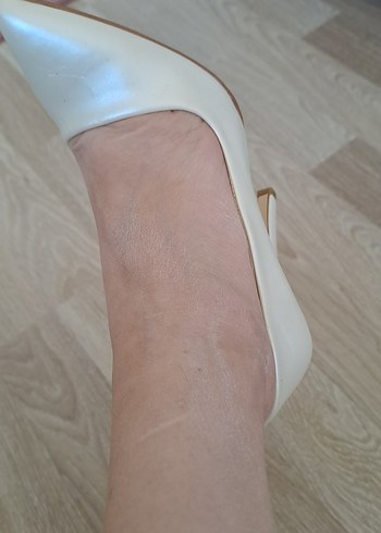 Marcatelli beyaz,krem Stiletto Topuklu Kadın Ayakkabı - Görsel 3