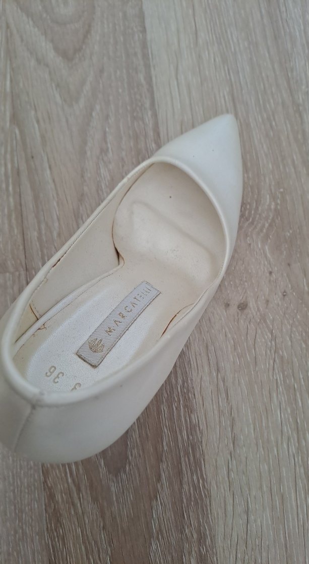 Marcatelli beyaz,krem Stiletto Topuklu Kadın Ayakkabı - Görsel 5