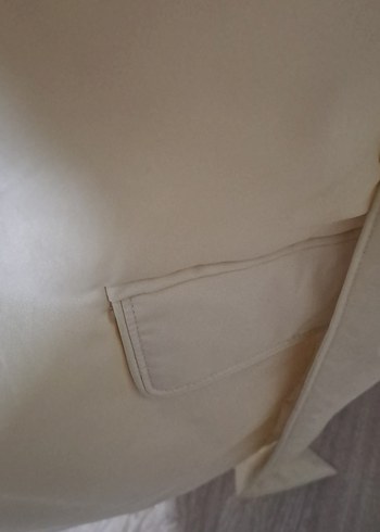 Bej kemerli, kalın  ceket, mont. - Görsel 14