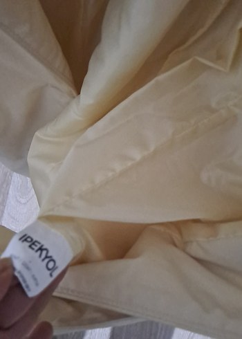 Bej kemerli, kalın  ceket, mont. - Görsel 5