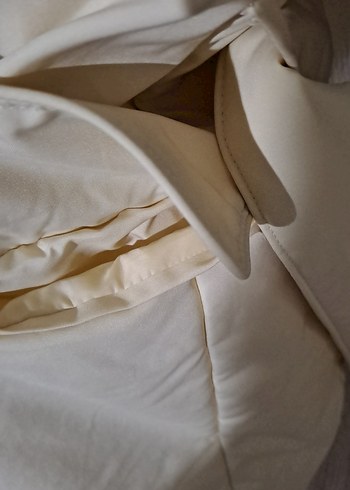 Bej kemerli, kalın  ceket, mont. - Görsel 15