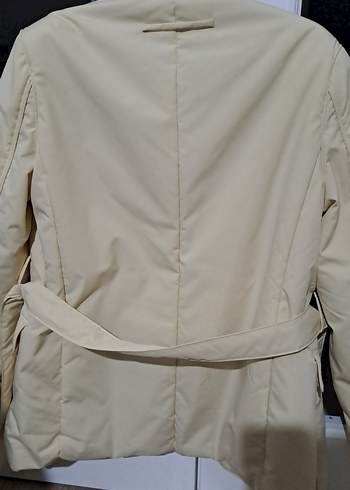 Bej kemerli, kalın  ceket, mont. - Görsel 10