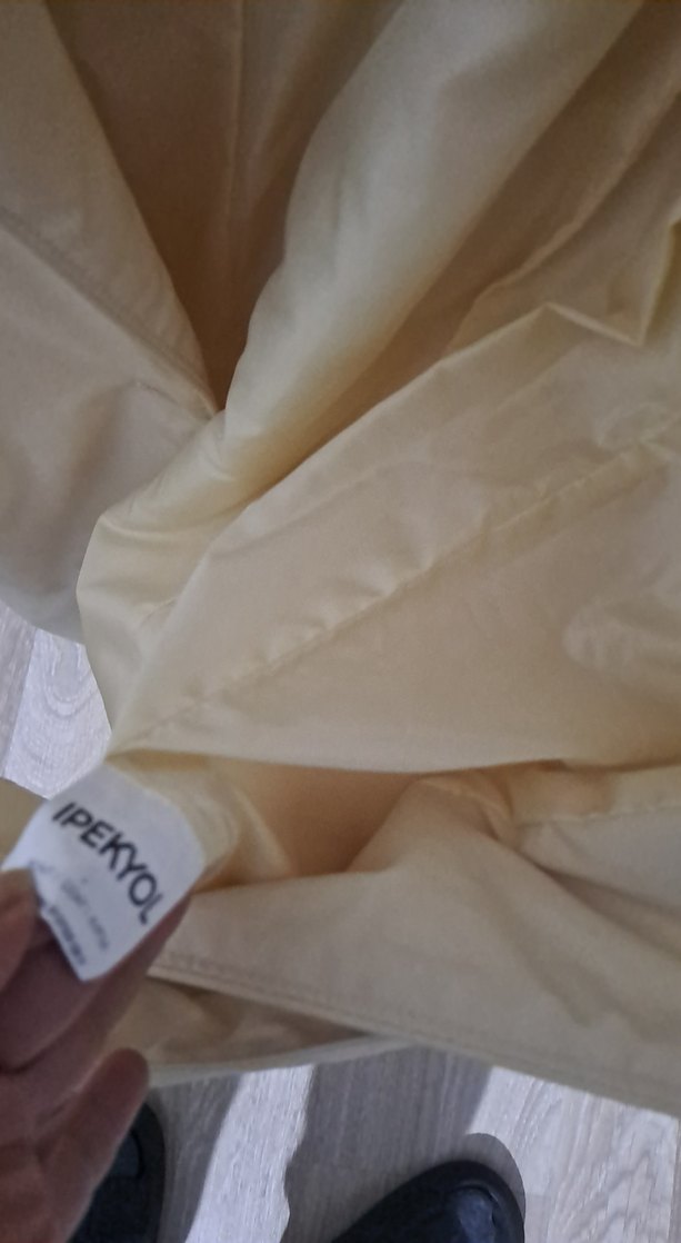 Bej kemerli, kalın  ceket, mont. - Görsel 5