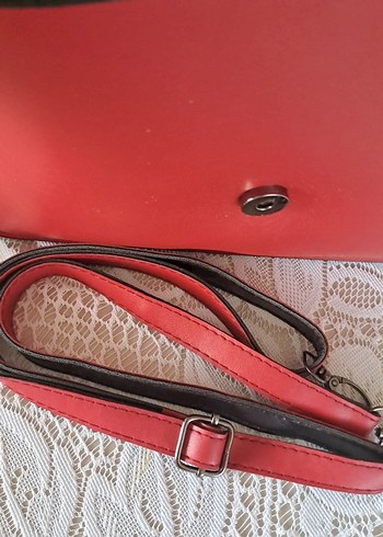 Zara-Kırmızı Deri Kadın Çanta - Görsel 3