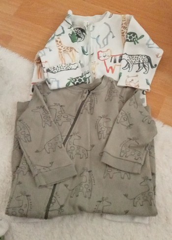 HelloBaby Erkek Çocuk Gri Baskılı Fermuarlı Pijama 2 tane