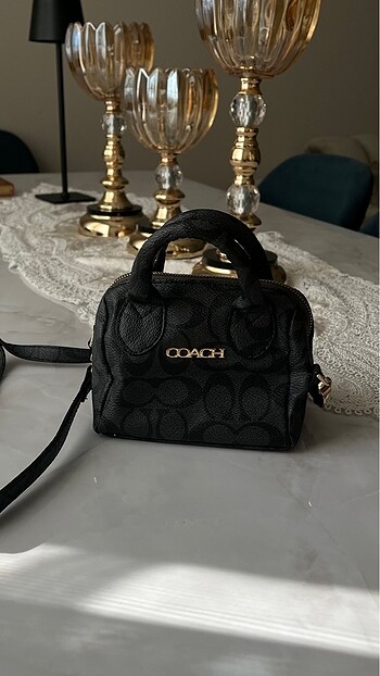 gri mini coach çanta