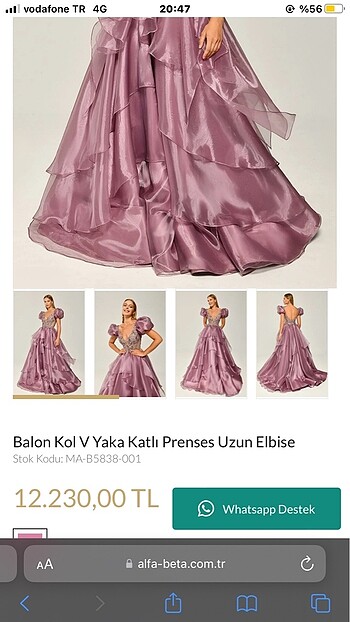 Alfabeta Prenses Kol Nişan Elbisesi ALFABETA